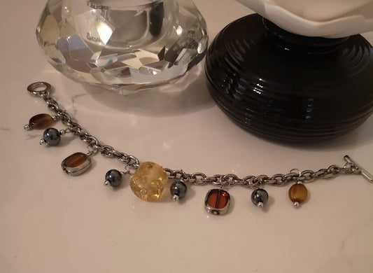 Jewellery - Brown Glass Bead Chain Bracelet