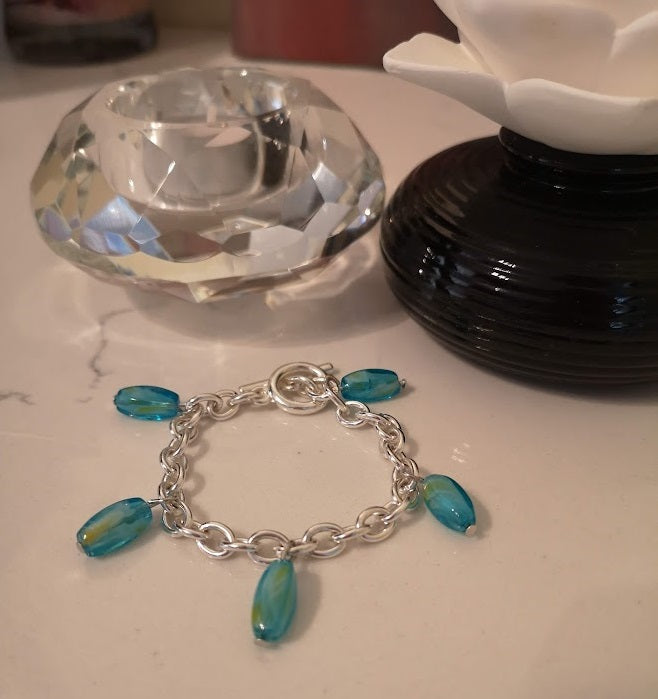 Jewellery - "Love Your Energy" - Silver Bracelet with Blue Glass Beads