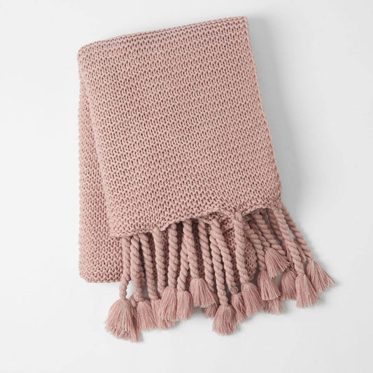 Blanket - Tassel Throw - in Blush