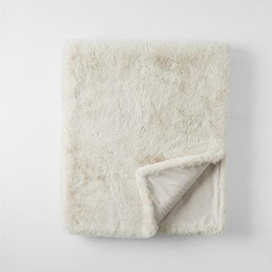 Blanket - Faux Fur Throw - in Cream