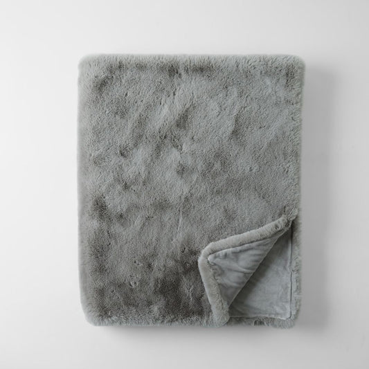 Blanket - Faux Fur Throw - Pewter