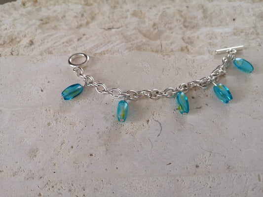 Jewellery - "Love Your Energy" - Silver Bracelet with Blue Glass Beads